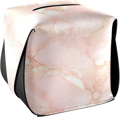 Leather tissue holder Hanging napkin holder for car with Adjustable straps & zipper Refillable tissue dispenser Peach Gold Irregular Marble