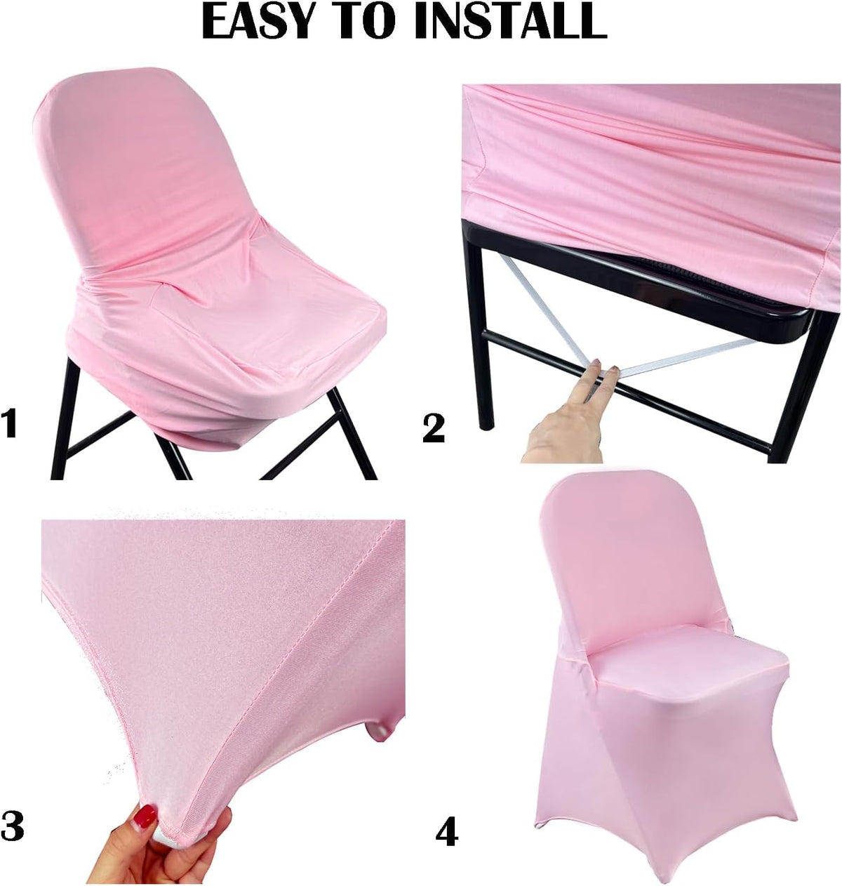 40PCS Spandex Folding Waterproof Chair Covers for Party,Pink