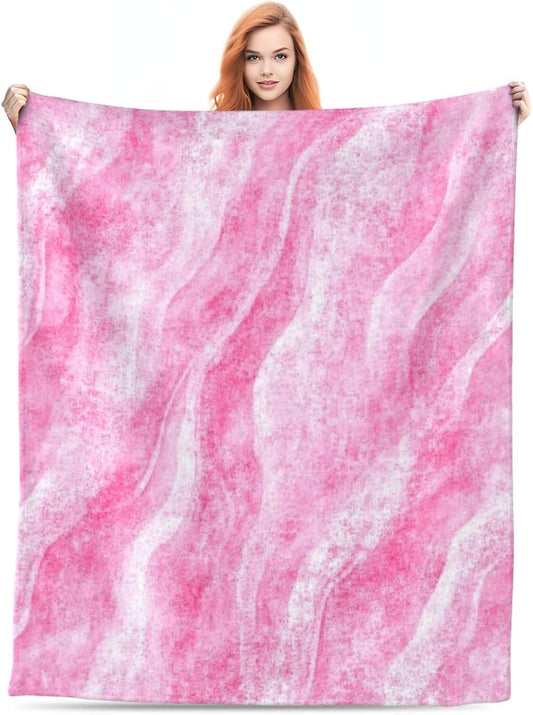 Throw Blanket for Couch Watercolor Pink Texture Soft Fleece Blanket Watercolor Pink Texture Indoor Outdoor Thick Blankets Warm Fluffy Blankets for Bed Sofa Travel Office