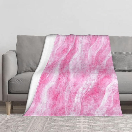 Throw Blanket for Couch Watercolor Pink Texture Soft Fleece Blanket Watercolor Pink Texture Indoor Outdoor Thick Blankets Warm Fluffy Blankets for Bed Sofa Travel Office