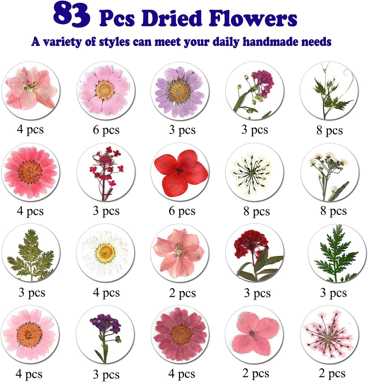 83 Pcs Pink Real Dried Pressed Flowers Natural Leave Petals for DIY Resin Molds Candle Jewelry Nail Crafts