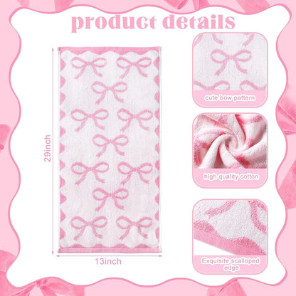 4 Pcs Pink Bow Hand Towels for Bathroom