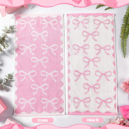 4 Pcs Pink Bow Hand Towels for Bathroom