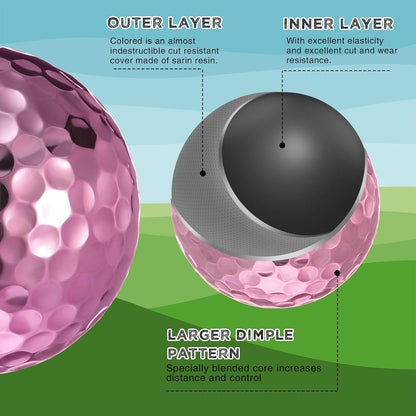 Hiboom One Dozen Metallic Golf Balls for Women, Ladies