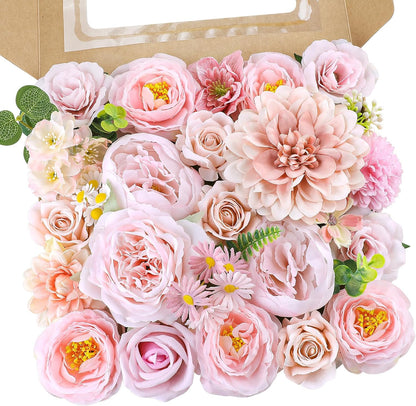 Artificial Flowers Combo Box Nude Pink Fake Rose Flowers with Stems for DIY