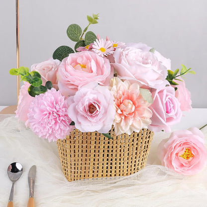 Artificial Flowers Combo Box Nude Pink Fake Rose Flowers with Stems for DIY