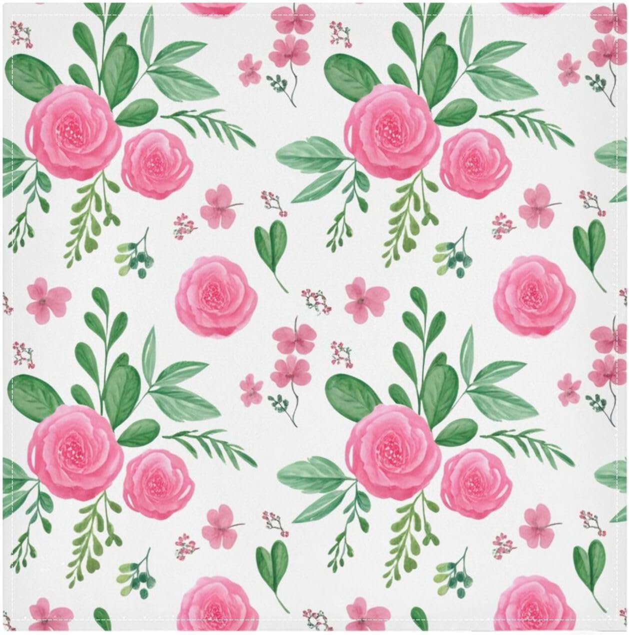 YETTASBIN Pink Flowers Cloth Napkins Set of 1, Reusable Washable Oversized Table Napkins for Family Wedding Dinner Party Home Decor, 20 Inch