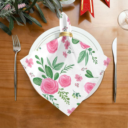 YETTASBIN Pink Flowers Cloth Napkins Set of 1, Reusable Washable Oversized Table Napkins for Family Wedding Dinner Party Home Decor, 20 Inch