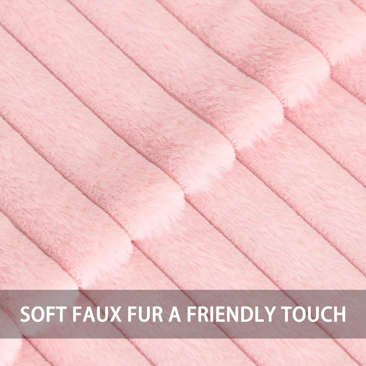 Pack of 2 Faux Fur Christmas Throw Pillow Covers 22x22 Inch, Pink