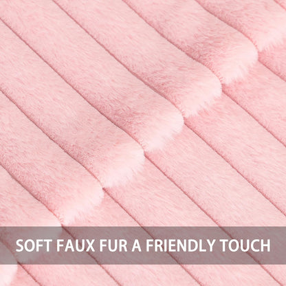 Pack of 2 Faux Fur Christmas Throw Pillow Covers 22x22 Inch, Pink