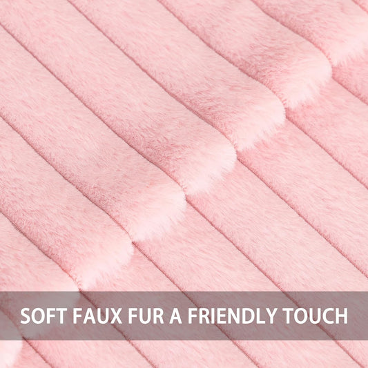 Pack of 2 Faux Fur Christmas Throw Pillow Covers 22x22 Inch, Pink