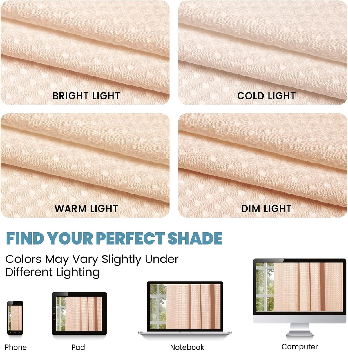Ringless Waffle Shower Curtain with Snap in Liner Set, 71x74, Blush Pink