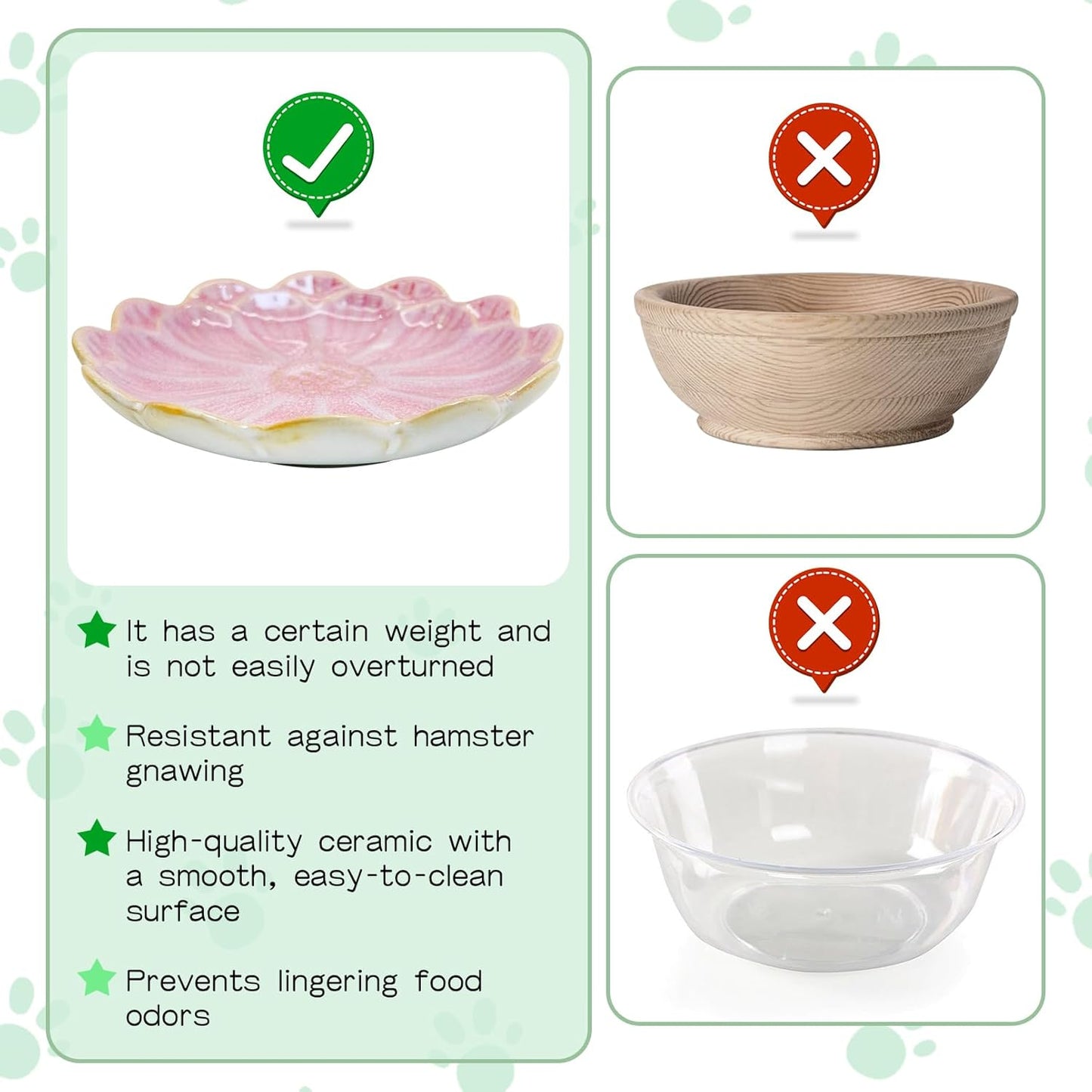 Shallow Ceramic Hamster Food Dish 2 Pcs Small Animals Food Bowl Sunflower Feeding Dishes for Gerbils Mice Rats 4.5in (Pink)