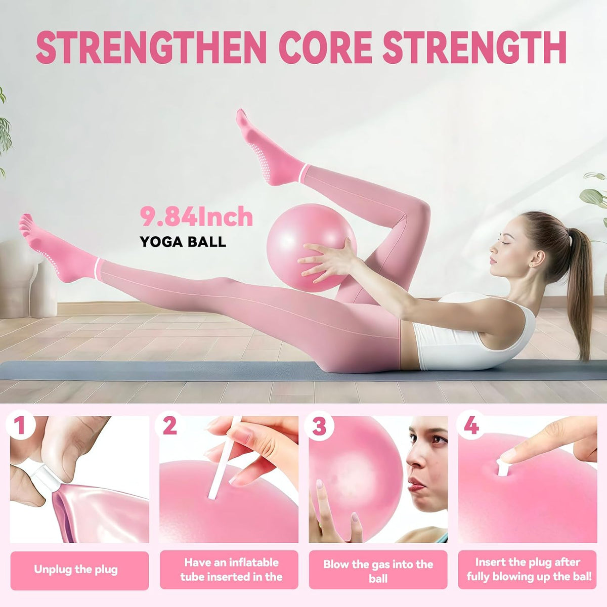 Pilates Ring Circle Set for Women, 17 Pcs Yoga Equipment Sets, with 14'' Yoga Ring, Massage Ball, Resistance Bands, Hip Thrust Belt, Hair Band, Anti Slip Socks for Legs Arms and Thighs