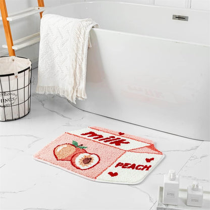 Pink Peach Bath Mat Cute Bathroom Shower Floor Mat 21.6x27.5in
