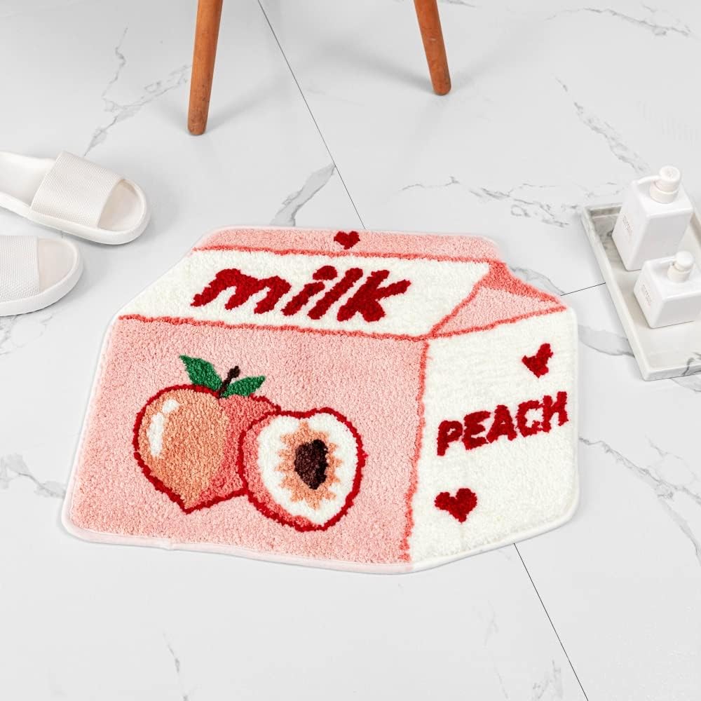 Pink Peach Bath Mat Cute Bathroom Shower Floor Mat 21.6x27.5in