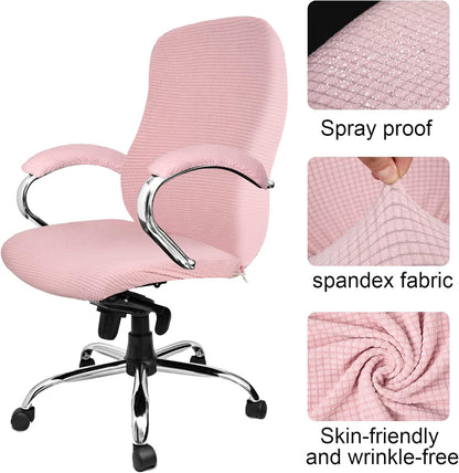 3 Pcs Computer Office Chair Armrest Cover, L, Waffle, Pink