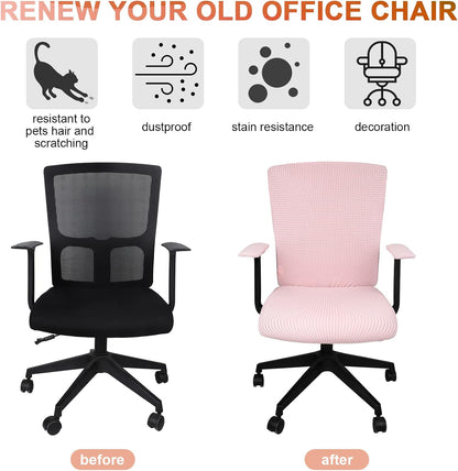 3 Pcs Computer Office Chair Armrest Cover, L, Waffle, Pink