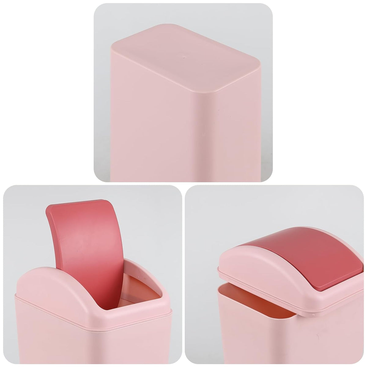 3.5 Gallon Trash Can with Swing Top Lid, 12 L Garbage Can, Pink