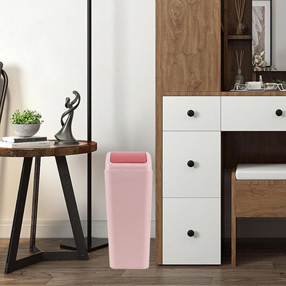 3.5 Gallon Trash Can with Swing Top Lid, 12 L Garbage Can, Pink
