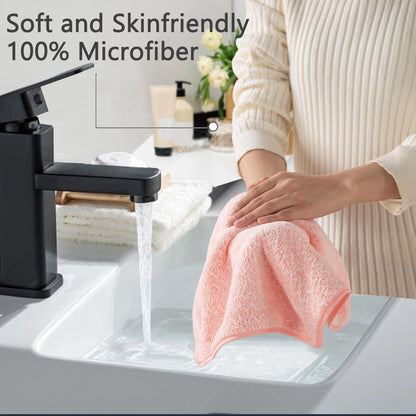 18 Piece Bath Towels Set,100% Microfiber Family Bathroom Towel with Hanging Loops-6 Bath Towels,6 Hand Towels,6 Washcloths,Quick Dry Highly Absorbent Shower Towel for Bathroom,Hotel,Spa-Pink