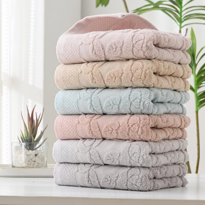 Pink Rose Hand Towel Set of 2 Super Soft 100% Cotton Embossed Floral Pattern Highly Absorbent Decorations Bath Hand Towels for Bathroom 13x 29 Inch