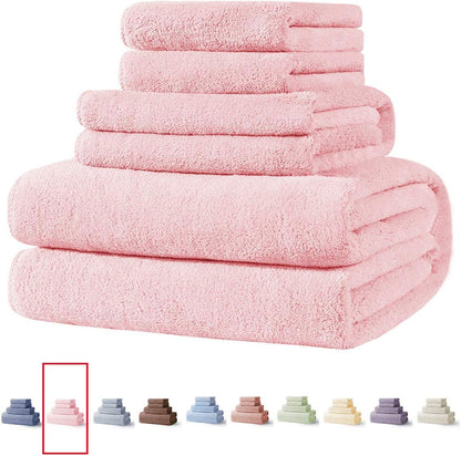 4 Piece Quick-Dry Microfiber Towel Sets, Super Soft and Absorbent Bathroom Towels, Great Shower Towel, Hotel Towel Gym Towels- Light Pink