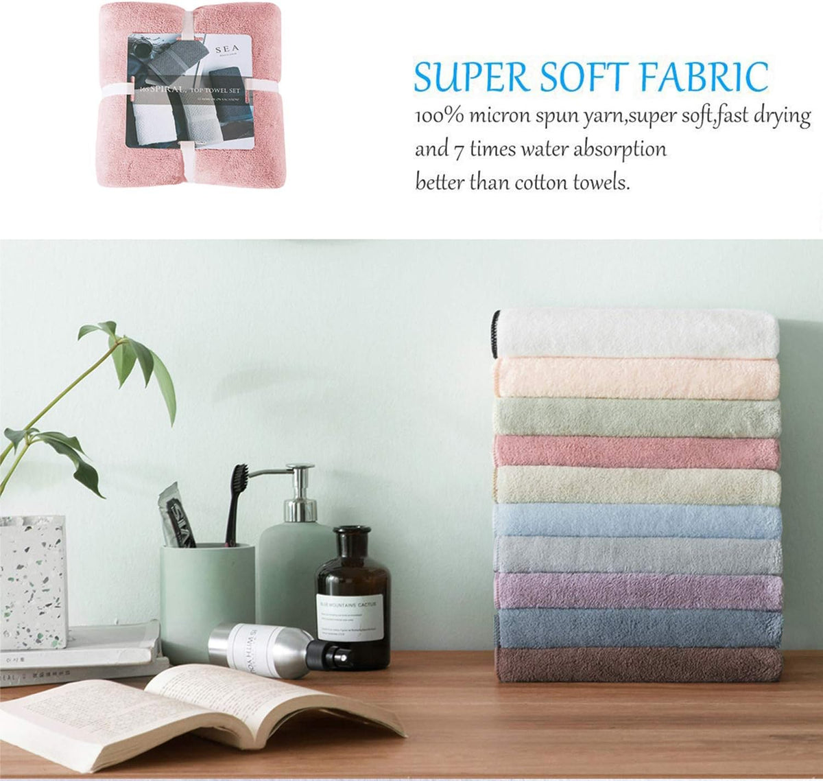 4 Piece Quick-Dry Microfiber Towel Sets, Super Soft and Absorbent Bathroom Towels, Great Shower Towel, Hotel Towel Gym Towels- Light Pink