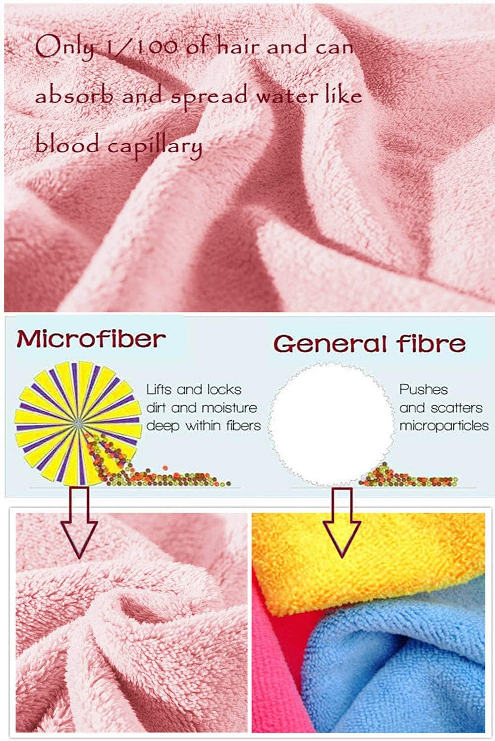 4 Piece Quick-Dry Microfiber Towel Sets, Super Soft and Absorbent Bathroom Towels, Great Shower Towel, Hotel Towel Gym Towels- Light Pink