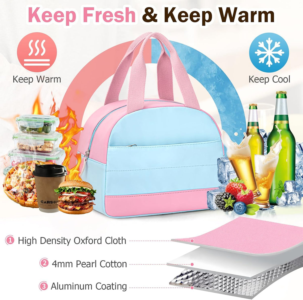 Blue Lunch Box for Women, LunchBox for Kids,Insulated Lunch Bag for Women