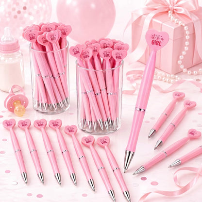 48 Pcs Pink Baby Shower Pens Bulk Ballpoint Pens It's a Girl Favors Supplies for Guests Baby Shower Birth Announcement Gifts
