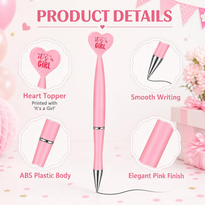 48 Pcs Pink Baby Shower Pens Bulk Ballpoint Pens It's a Girl Favors Supplies for Guests Baby Shower Birth Announcement Gifts