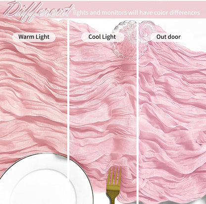 12 Pack Light Pink Cheesecloth Table Runner 17 x 108 Inch Gauze Table Runner Fabric Semi Sheer Cheese Cloth Table Decor Bulk for Rustic Romantic Wedding Baby Shower Table Decoration