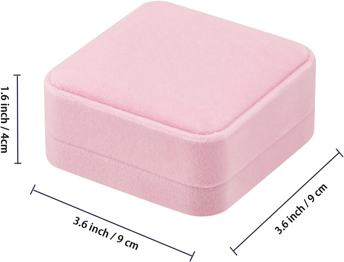 2 Pieces Velvet Bracelet Boxes for Jewelry Gift, Classic Jewelry Box Storage Case Organizer Holder for Wedding, Engagement, Proposal, Birthday and Anniversary (Pink)