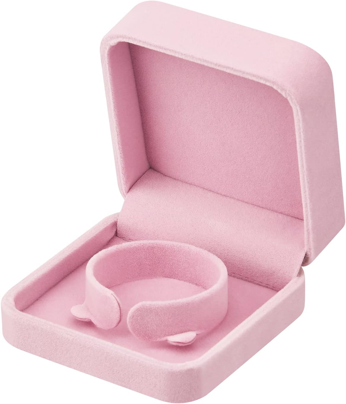 2 Pieces Velvet Bracelet Boxes for Jewelry Gift, Classic Jewelry Box Storage Case Organizer Holder for Wedding, Engagement, Proposal, Birthday and Anniversary (Pink)