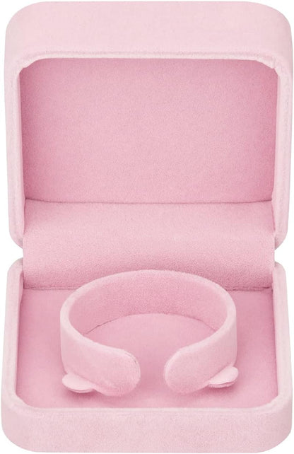 2 Pieces Velvet Bracelet Boxes for Jewelry Gift, Classic Jewelry Box Storage Case Organizer Holder for Wedding, Engagement, Proposal, Birthday and Anniversary (Pink)
