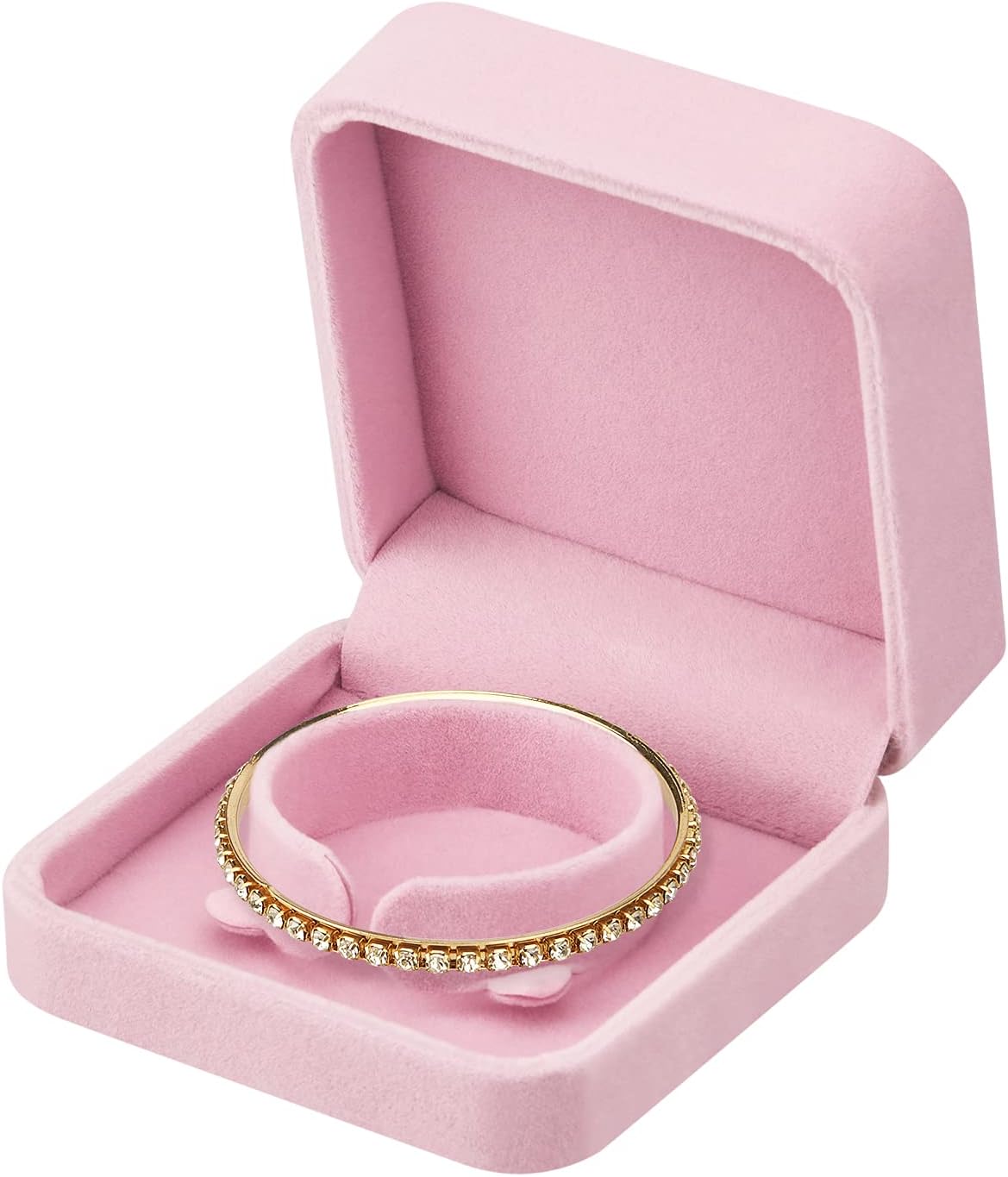 2 Pieces Velvet Bracelet Boxes for Jewelry Gift, Classic Jewelry Box Storage Case Organizer Holder for Wedding, Engagement, Proposal, Birthday and Anniversary (Pink)
