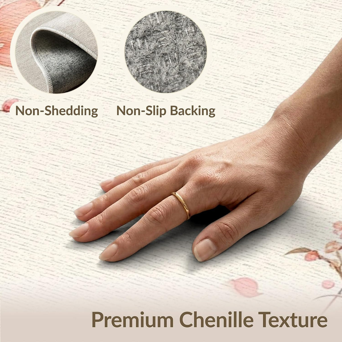 5'x7' Pink Beige Floral Design Washable Area Rug