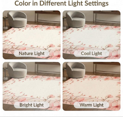 5'x7' Pink Beige Floral Design Washable Area Rug
