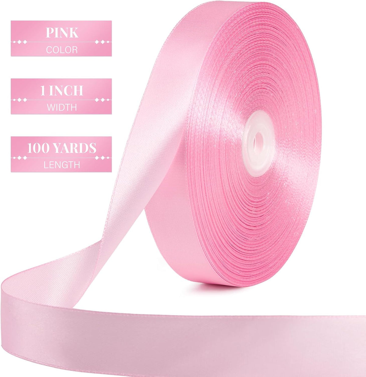 Pink Satin Ribbon 1 Inch x 100 Yards