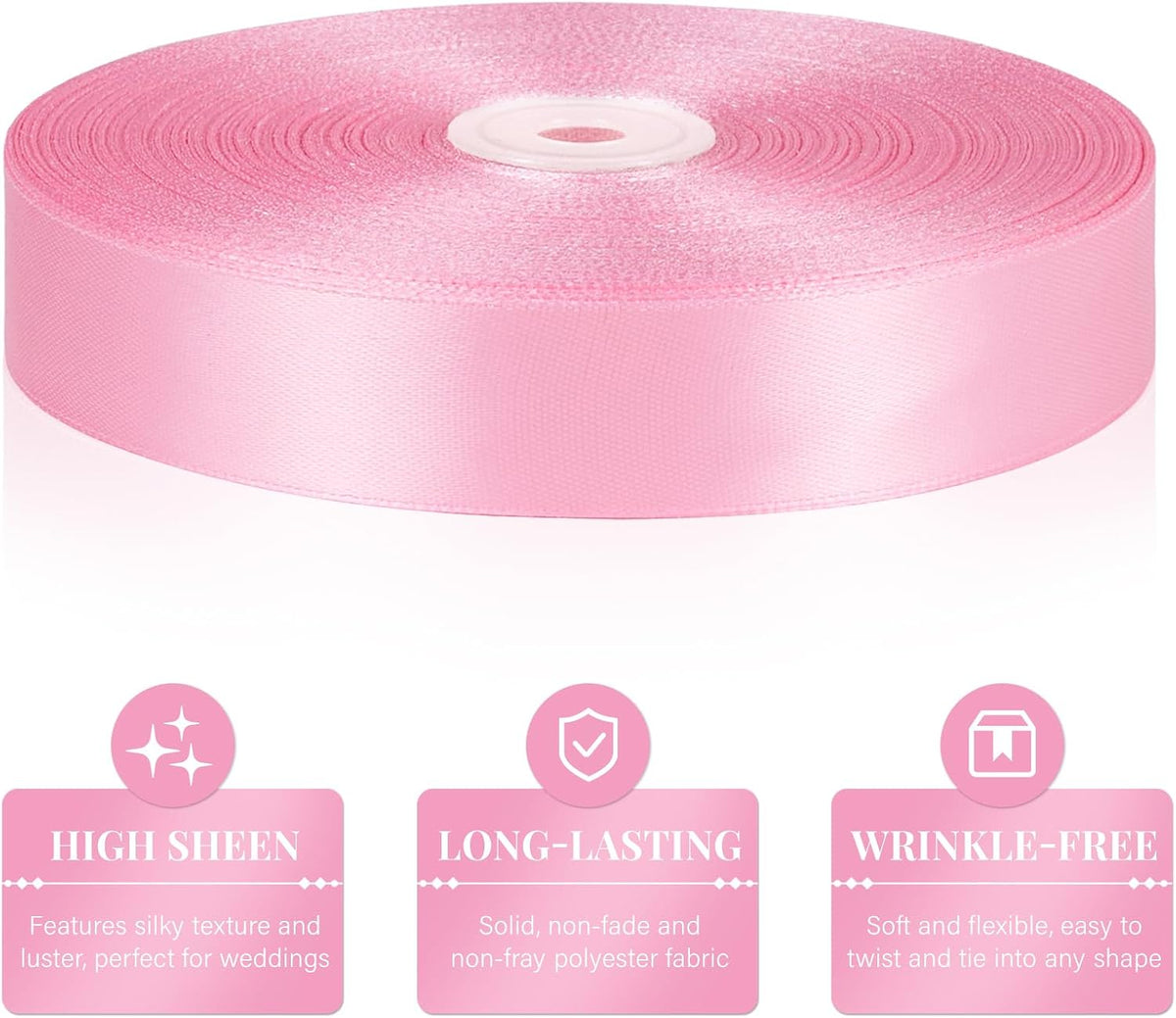 Pink Satin Ribbon 1 Inch x 100 Yards