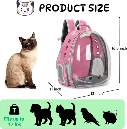 Cat Backpack Carrier Bubble Carrying Bag (Pink)