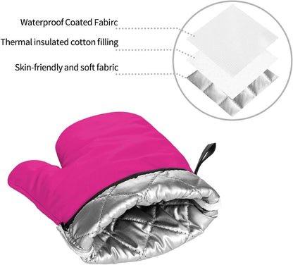 4PCS Oven Mitts and Pot Holders Sets, Solid Color Modern Elegant Pink Oven Mitts Set Heat Resistant Kitchen Microwave Gloves Safe for Baking,Cooking, BBQ