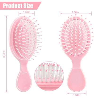Mini Wet Hair Brush 2 Pack, Stocking Stuffers for Teen Girls Women, Small Gifts for Teen Girls, Small Travel Hair Brush for Toddler Kids, Bachelorette Party Favors Bridesmaid Gifts (Pink)