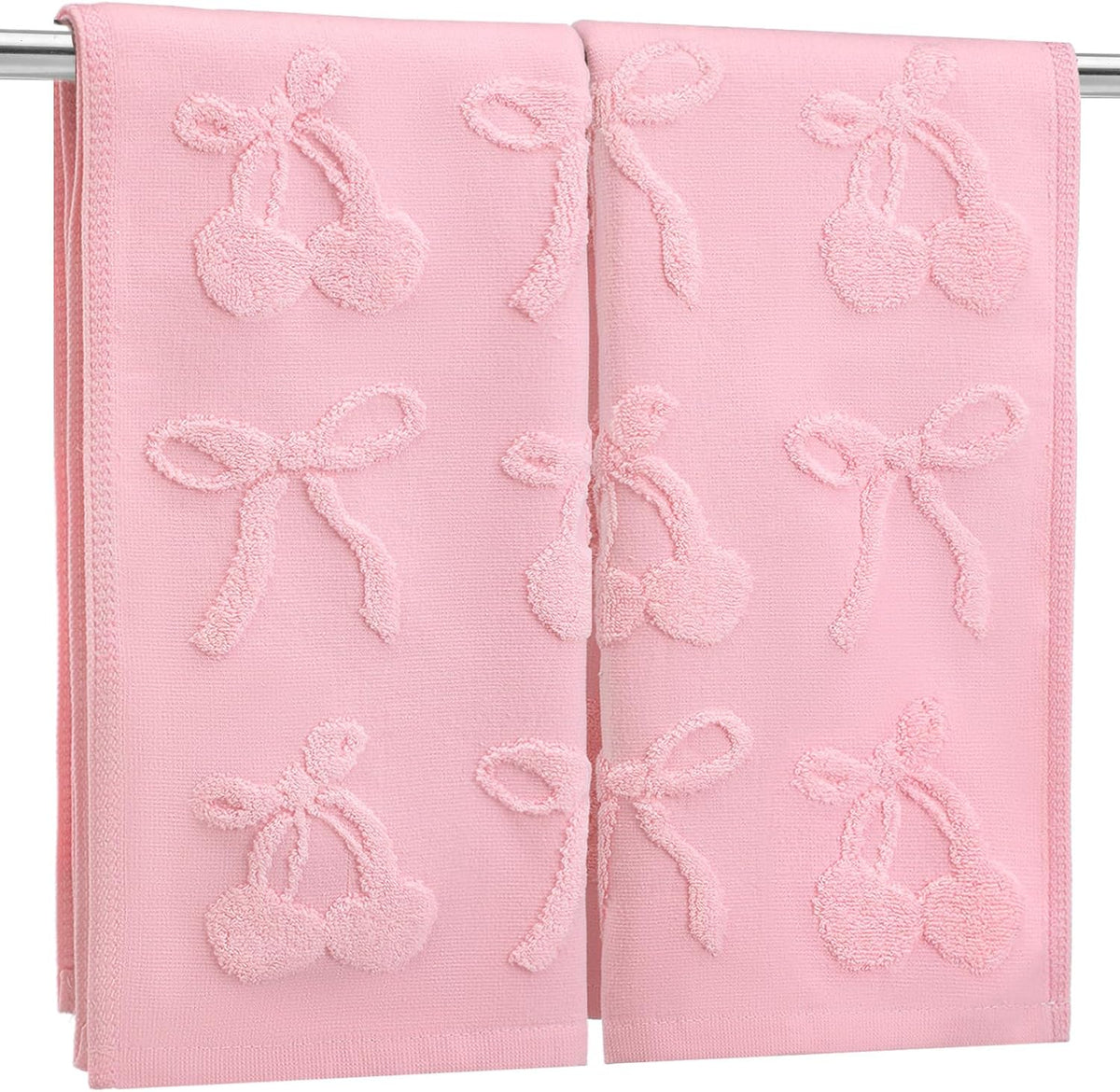 2 Pcs Pink Hand Towels for Bathroom Coquette Decor, 100% Cotton