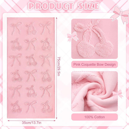 2 Pcs Pink Hand Towels for Bathroom Coquette Decor, 100% Cotton