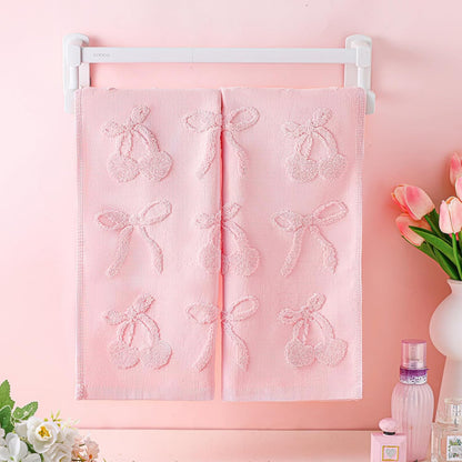 2 Pcs Pink Hand Towels for Bathroom Coquette Decor, 100% Cotton