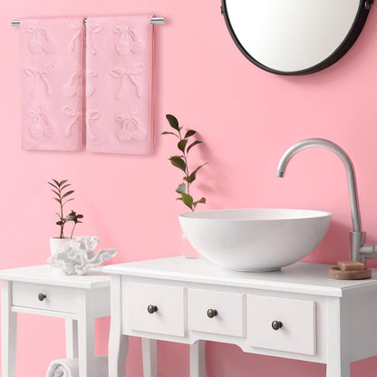2 Pcs Pink Hand Towels for Bathroom Coquette Decor, 100% Cotton