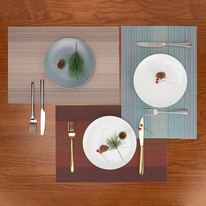 Placemats Set of 8, Washable Vinyl Woven Placemats, Heat Resistant & Wipeable Table Mats for Kitchen Dining Table (Pink Gold)