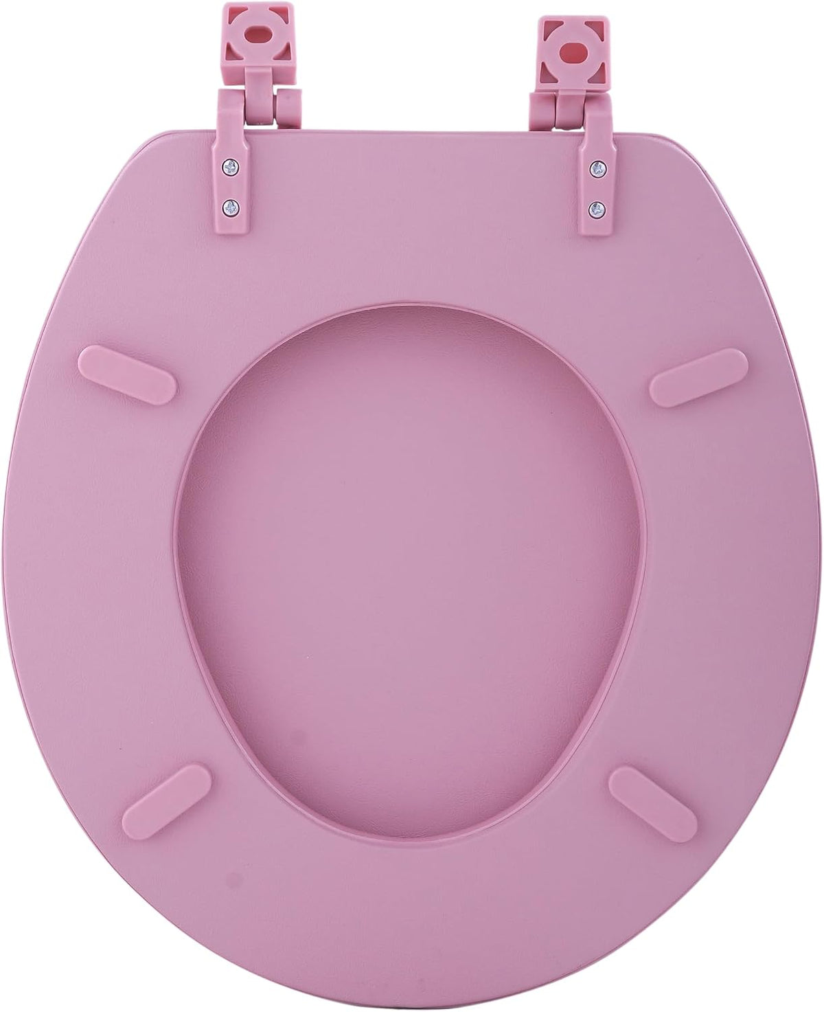 Adjustable Hinges Round Soft Toilet Seat, Vinyl Toilet Seats with Non Slip Grip Tight Bumpers, Standard Heavy Duty Plastic Bathroom Toilet Seat Close Lid Set, Pink